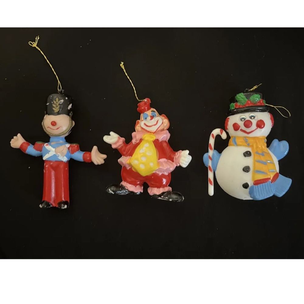 Vintage Plastic Tree Ornaments Lot of 3